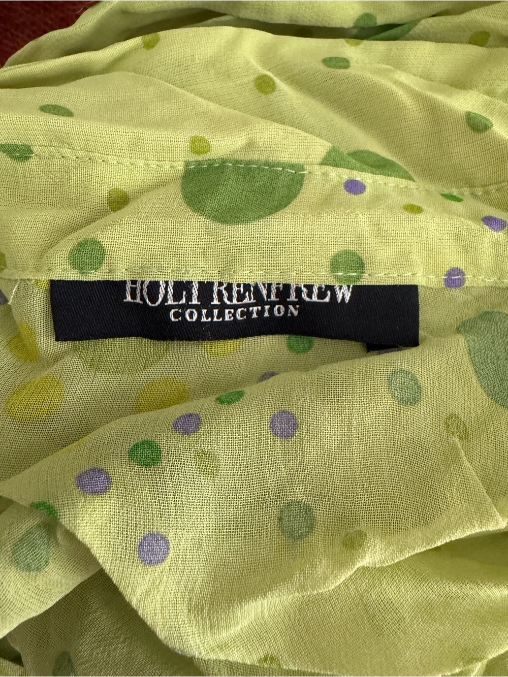 Light Green Polka Dot 3/4 Button Blouse - Picture 2 of 2